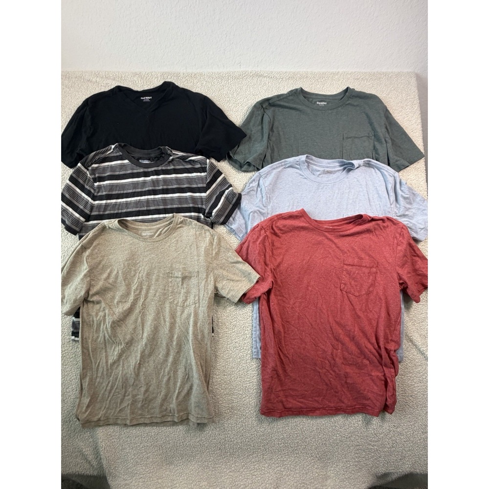 Old Navy Boys XL 14-16 T Shirts Lot of 6 Short Sleeve Pocket V Neck Striped